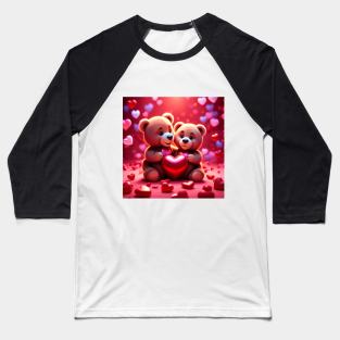 Teddy celebrating Valentines day, randome floating love hearts Baseball T-Shirt